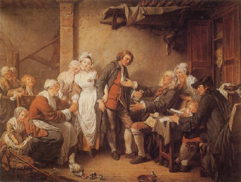 Jean-Baptiste Greuze L'Accordee du  Village France oil painting art